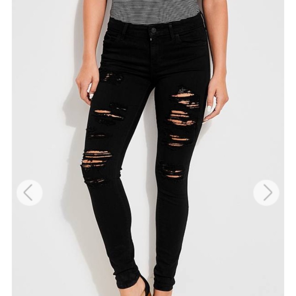 Guess black ripped jeans